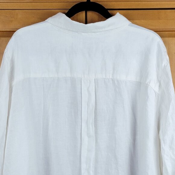 Flax Women's White Linen Button Down Shirt - Size 24-26 - Picture 4 of 9